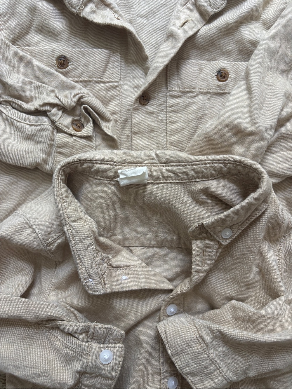 Light Beige linen cotton Button-Up Shirts size 9 and 18m